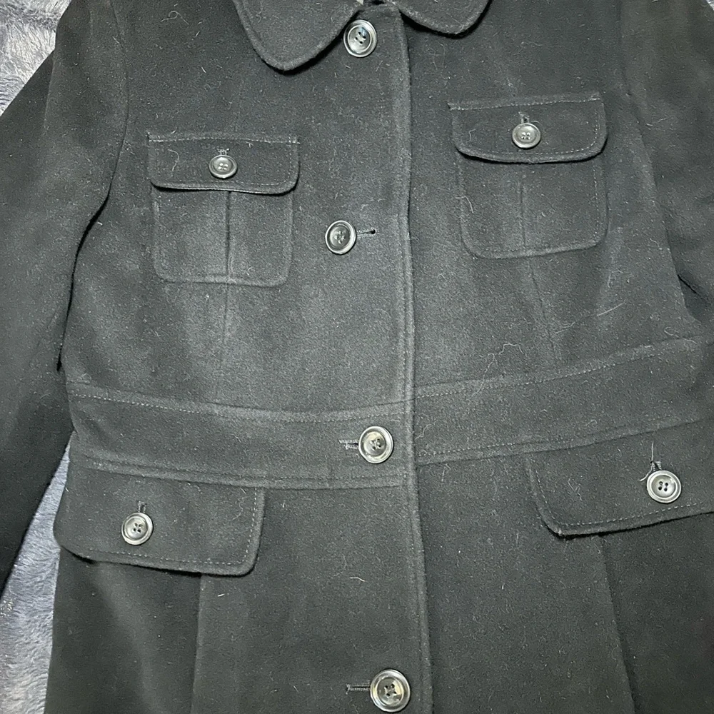 Kenneth Cole Reaction Women’s Black Button-Up Wool Coat